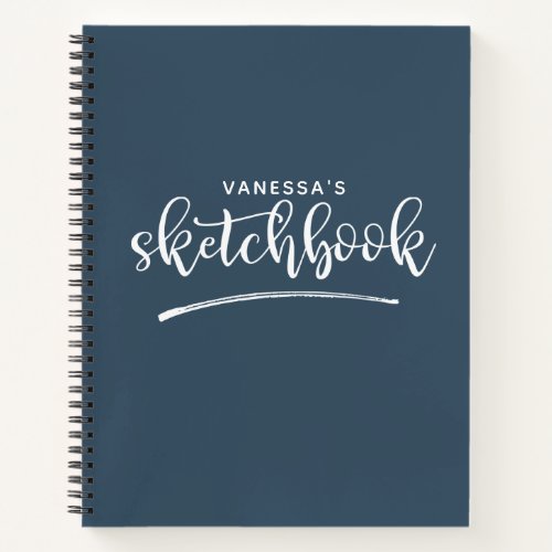 Personalized Elegant Navy Blue Sketchbook Notebook