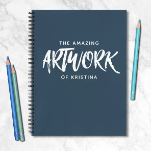 Personalized Elegant Navy Blue Sketchbook Notebook