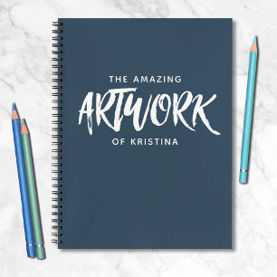 Personalized Elegant Navy Blue Sketchbook Notebook