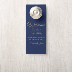 Personalized Elegant Navy Wedding Welcome  Door Hanger