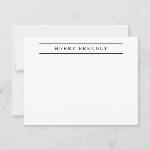 Personalized Elegant Navy White Note Card