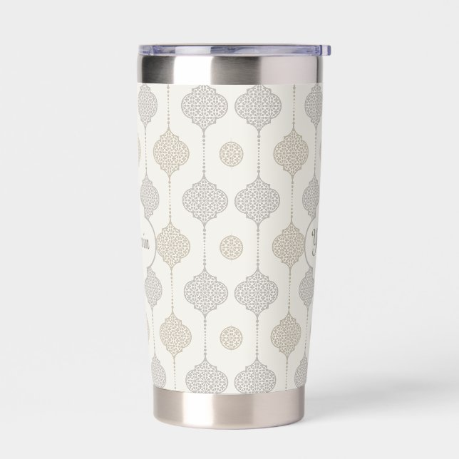 Personalized Elegant Neutral Arabesque Insulated Tumbler (Left)