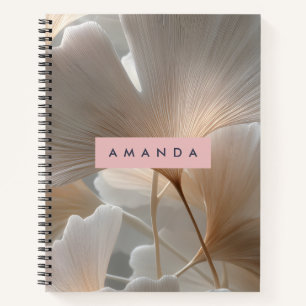 Personalized Elegant Neutral Ginkgo Leaves Notebook