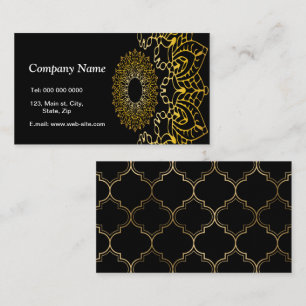 Personalized Elegant Oriental Chic Black and Gold Business Card