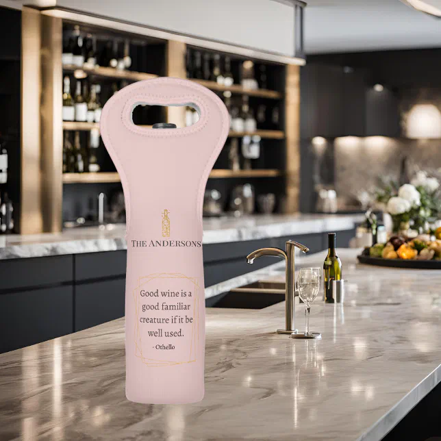 Personalized Elegant Othello Quote Wine Bag