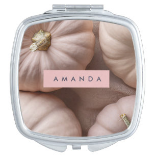 Personalized Elegant Pastel Pumpkin with Gold Stem Compact Mirror
