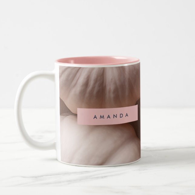 Personalized Elegant Pastel Pumpkin with Gold Stem Two-Tone Coffee Mug (Left)
