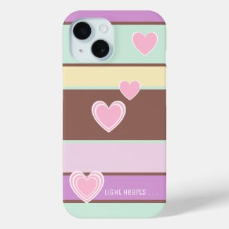 Personalized Elegant Pastel Stripes, Pink Hearts 