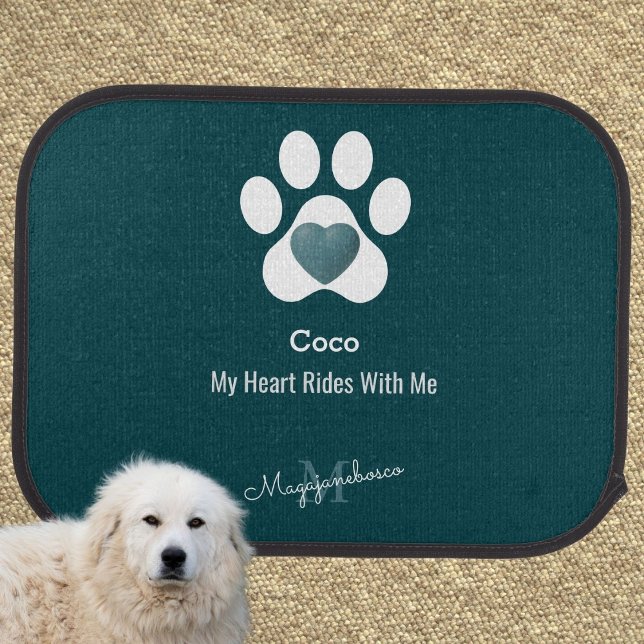 Personalized Elegant Paw Pet Dog Mom Name Monogram Car Floor Mat (Creator Uploaded)
