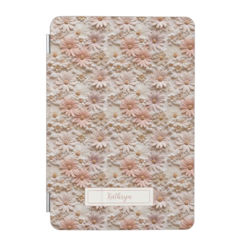Personalized Elegant Peach and Ivory Floral iPad Mini Cover