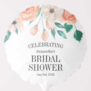 Personalized Elegant Peach Floral Bridal Shower Balloon