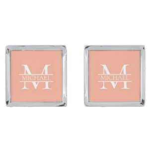 Personalized Elegant Peach Monogram and Name Cufflinks