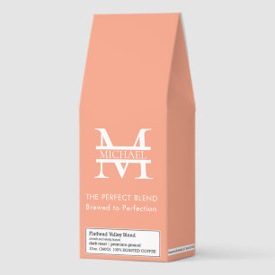 Personalized Elegant Peach Monogram and Name Roasted Coffee