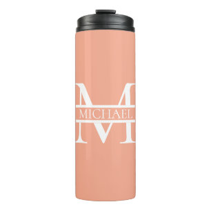 Personalized Elegant Peach Monogram and Name Thermal Tumbler