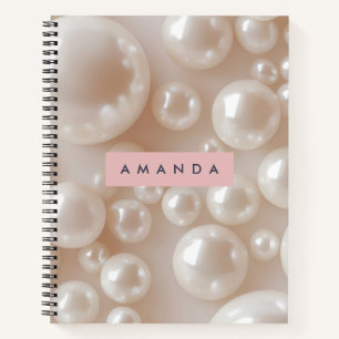 Personalized Elegant Pearl Soft White Luxury Notebook