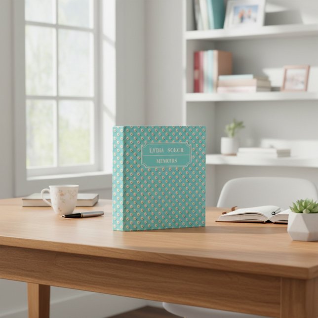 Personalized Elegant Pearl & Teal Keepsake Binder (Creator Uploaded)