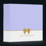 Personalized Elegant Periwinkle Gold Bow 3 Ring Binder<br><div class="desc">This elegant and feminine 3 ring binder features periwinkle and white with decorative gold color bow divider. Personalize with your name,  company name or text of your choice.
This binder comes in three different sizes and two inside color options.</div>