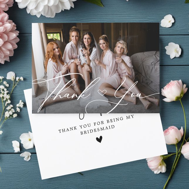 Personalized Elegant Photo Bridesmaid  Thank You Card (Creator Uploaded)