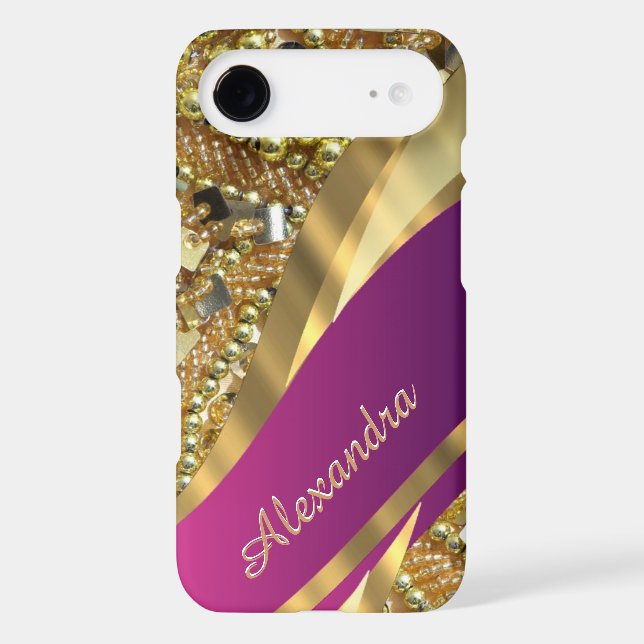 Personalized elegant pink and gold bling Case-Mate iPhone case (Back)