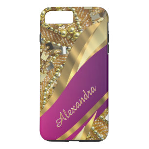 Personalized elegant pink and gold bling iPhone 8 plus/7 plus case