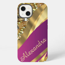 Personalized elegant pink and gold bling