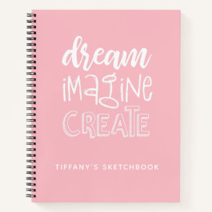 Personalized Elegant Pink Artist Sketchbook Notebook