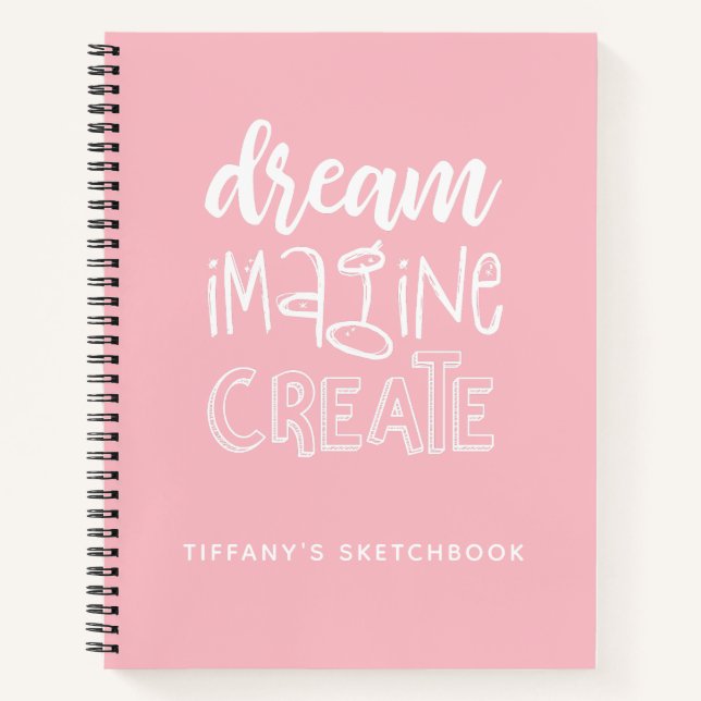 Personalized Elegant Pink Artist Sketchbook Notebook (Front)