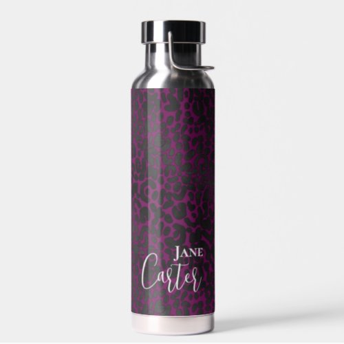 Personalized Elegant Pink Black Leopard Water Bottle
