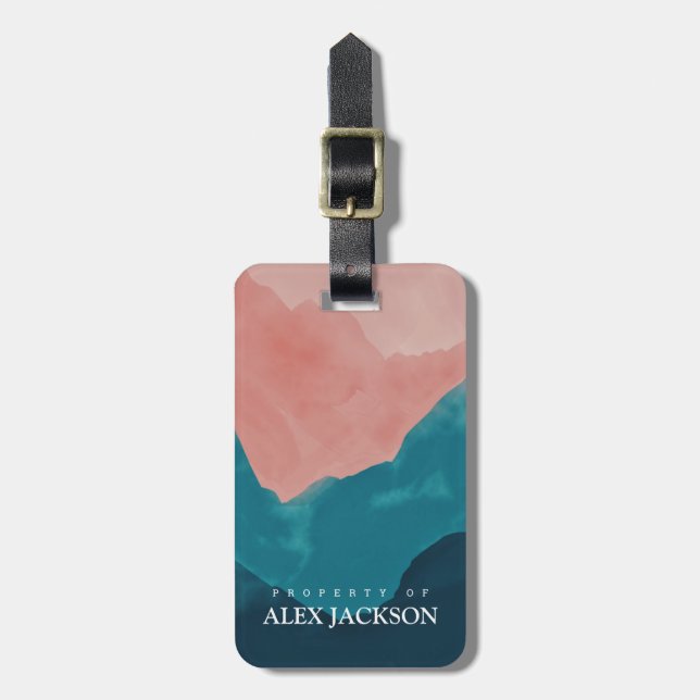 Personalized Elegant Pink Blue Outdoors Luggage Tag (Front Vertical)