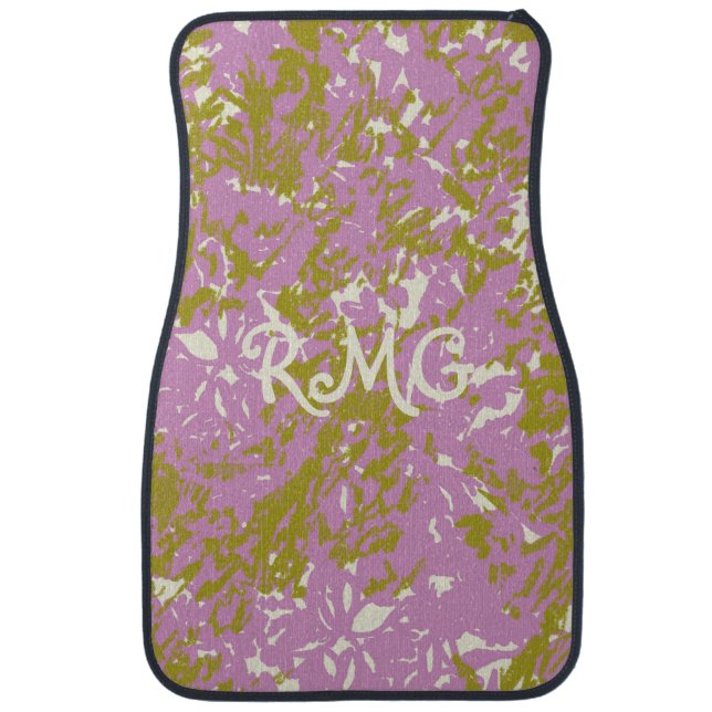 Personalized Elegant Pink Botanical Design  Car Floor Mat (Front)