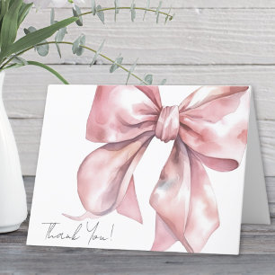 Personalized Elegant Pink Bow Thank You Card