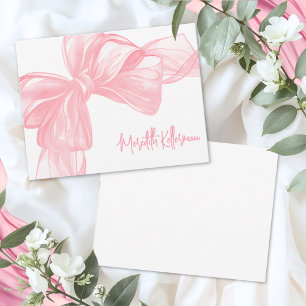 Personalized Elegant Pink Bow Thank You Note Card