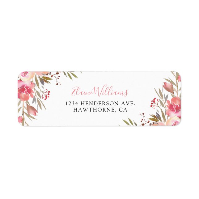 Personalized Elegant Pink Floral Label (Front)
