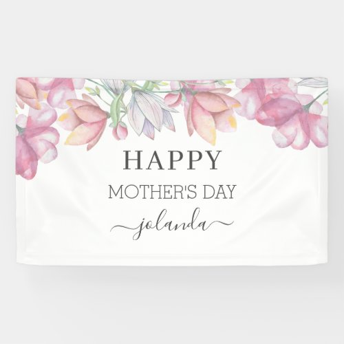 Personalized Elegant Pink Floral Mothers Day Banner