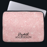 Personalized Elegant Pink Glitter Laptop Sleeve<br><div class="desc">This personalized girly laptop sleeve has your name in black text on a beautiful pink glitter background. Customize the laptop case with the name of your choice to make someone feel extra special. Makes a fun gift for birthdays or for Christmas, and perfect for back to school. Designed for you...</div>