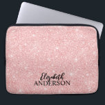 Personalized Elegant Pink Glitter Laptop Sleeve<br><div class="desc">This personalized girly laptop sleeve has your name in black text on a beautiful pink glitter background. Customize the laptop case with the name of your choice to make someone feel extra special. Makes a fun gift for birthdays or for Christmas, and perfect for back to school. Designed for you...</div>