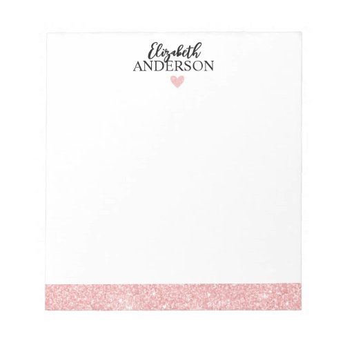 Personalized Elegant Pink Glitter Notepad