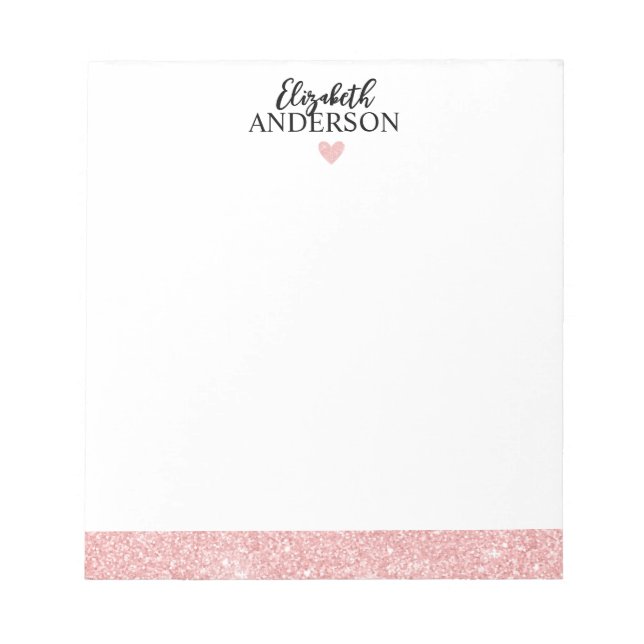 Personalized Elegant Pink Glitter Notepad (Front)