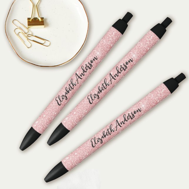 Personalized Elegant Pink Glitter Pen (Pretty Pink glitter drawing Pens. so pretty and they coordinate with the pink glitter sketchbooks!)