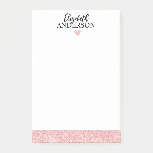 Personalized Elegant Pink Glitter Post_it Notes