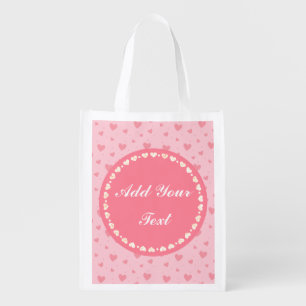 Personalized Elegant Pink Hearts Grocery Bag