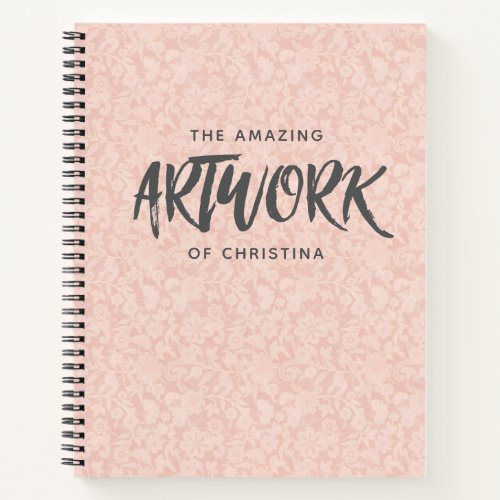 Personalized Elegant Pink Lace Sketchbook Notebook