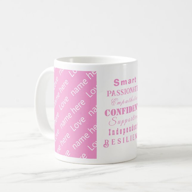 Personalized Elegant Pink Motivational Great Women Coffee Mug (Front Left)