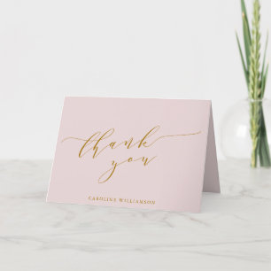 Personalized Elegant Pink Script Bridal Shower Letterpress Thank You Card