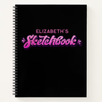 Personalized Elegant Pink Glitter Sketchbook Notebook | Zazzle