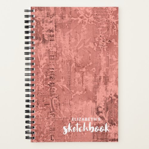 Personalized Elegant Pink Sketchbook Your Name Notebook