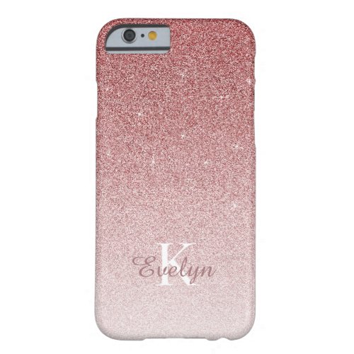 Personalized Elegant Pink Sparkle Glitter Monogram Barely There iPhone 6 Case