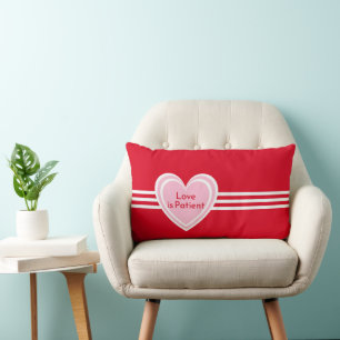 Personalized Elegant Pink White Heart Red Love Lumbar Pillow