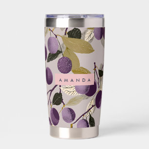 Personalized Elegant Plum Botanical Floral Design Insulated Tumbler