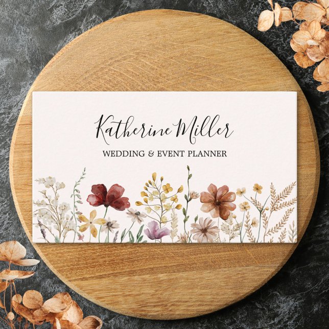 Personalized Elegant Pretty Wildflower Floral Business Card (In situ)